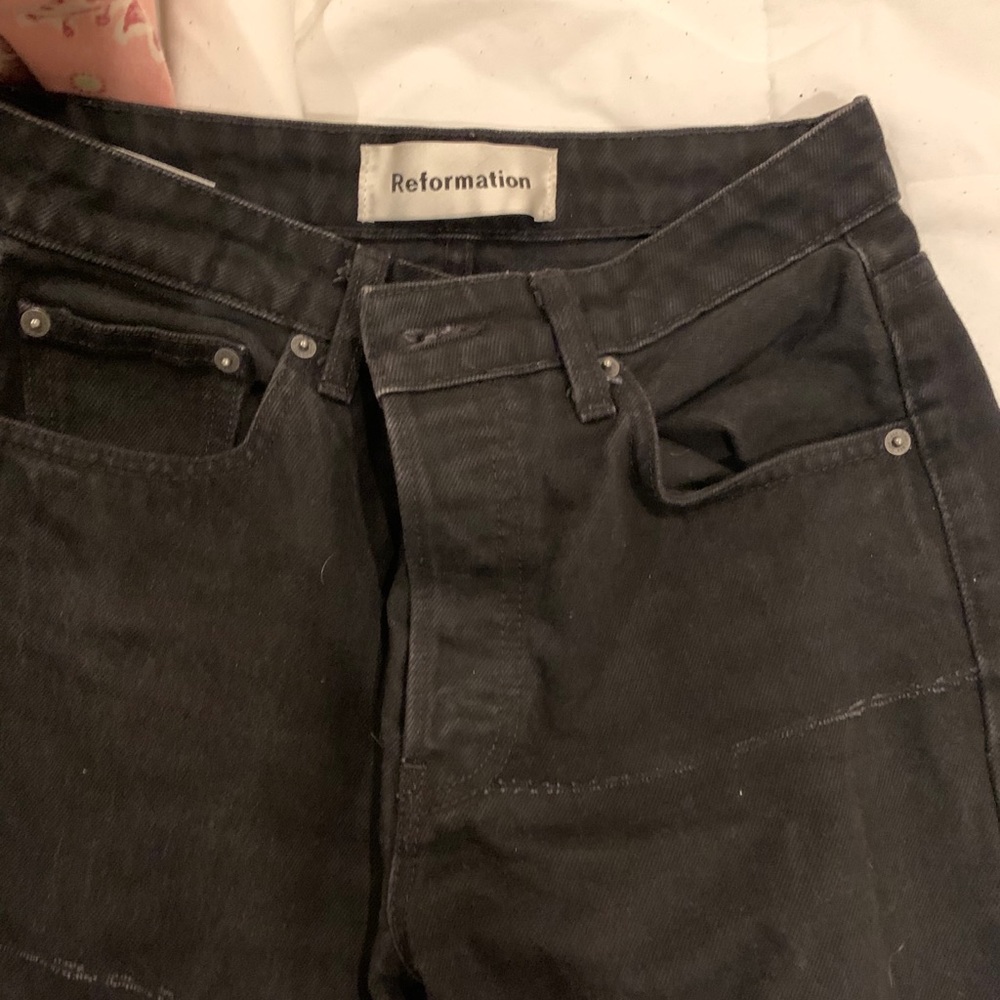 Black reformation straight leg jeans